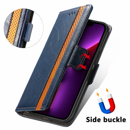 Leather anti-theft brush magnetic flip iPhone protective case