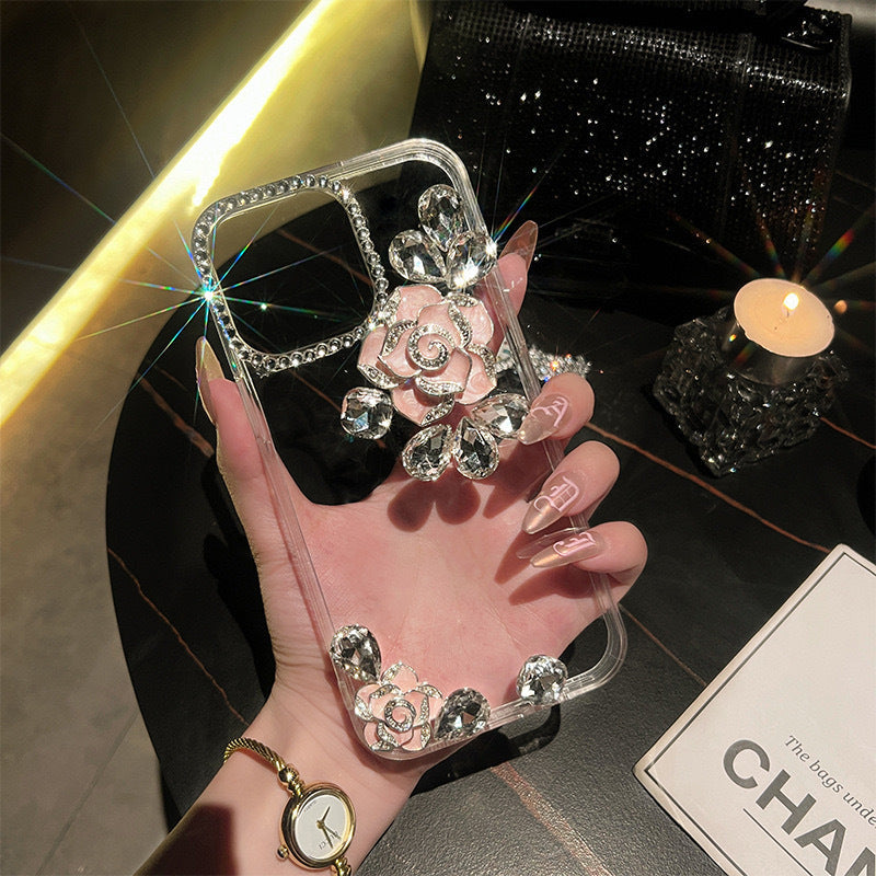 Apple ins transparent rose three-dimensional mobile phone case