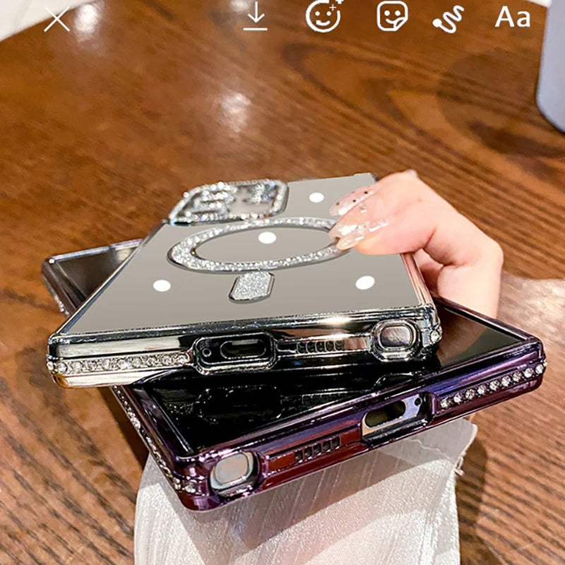 Rhinestone magnetic glitter electroplated Samsung mobile phone case