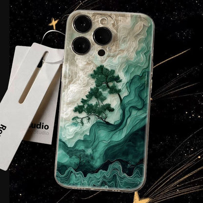 Mist-Shrouded Green Pines iPhone Case