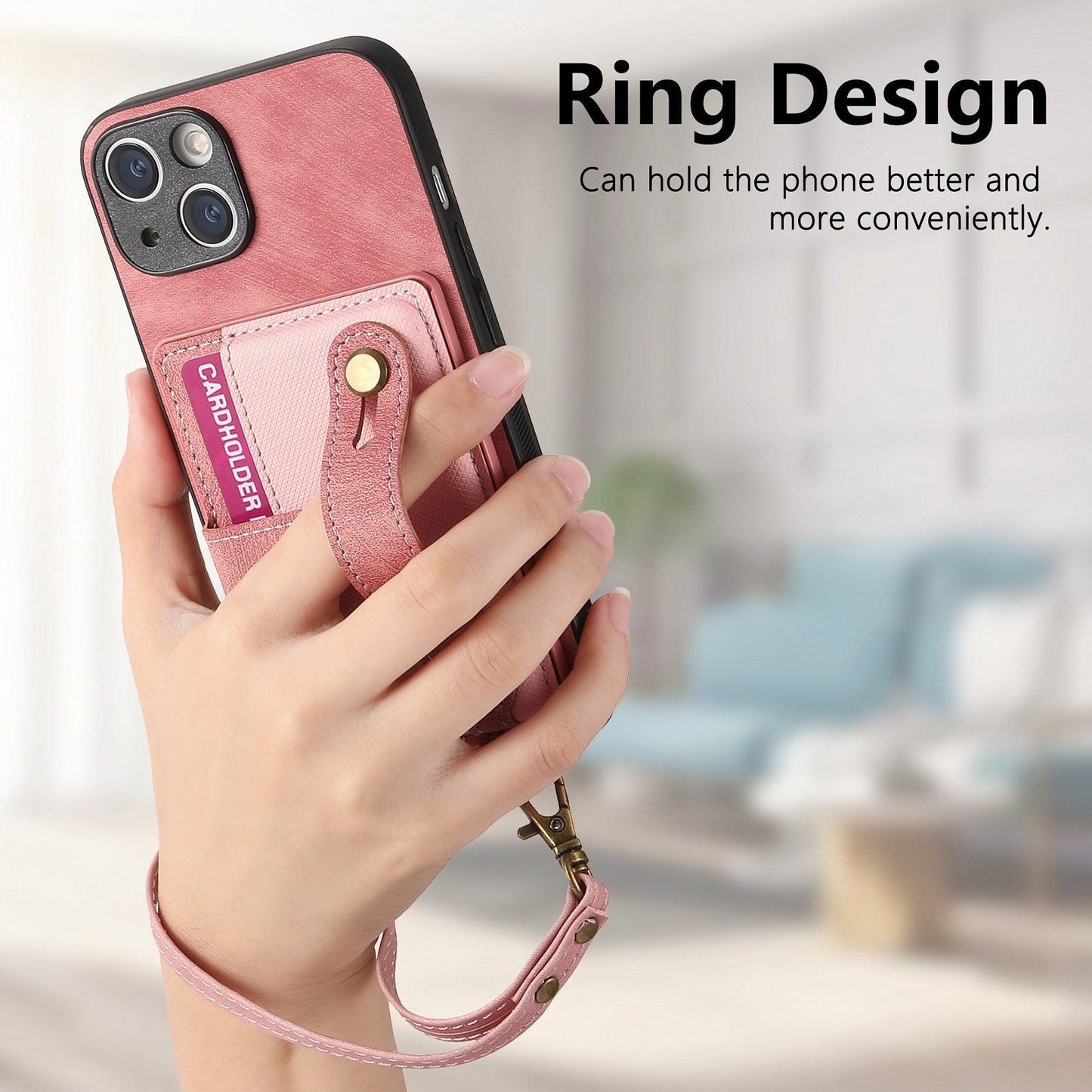 Sarung Kulit Slot Lanyard Gelang Tangan Sarung Telefon Apple 