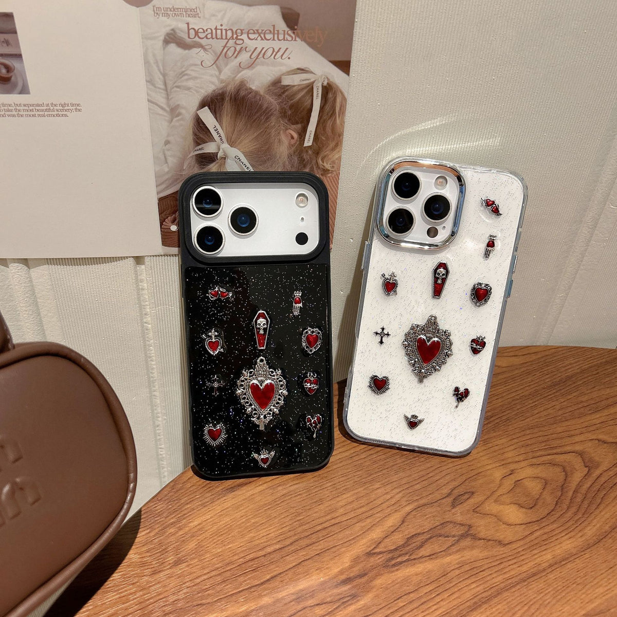 3D Dark Red Heart iPhone Case