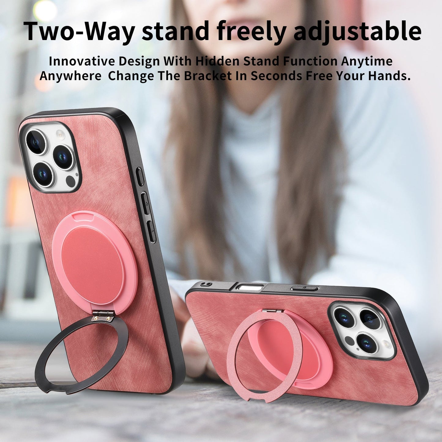 Round rotating magnetic ring iPhone case