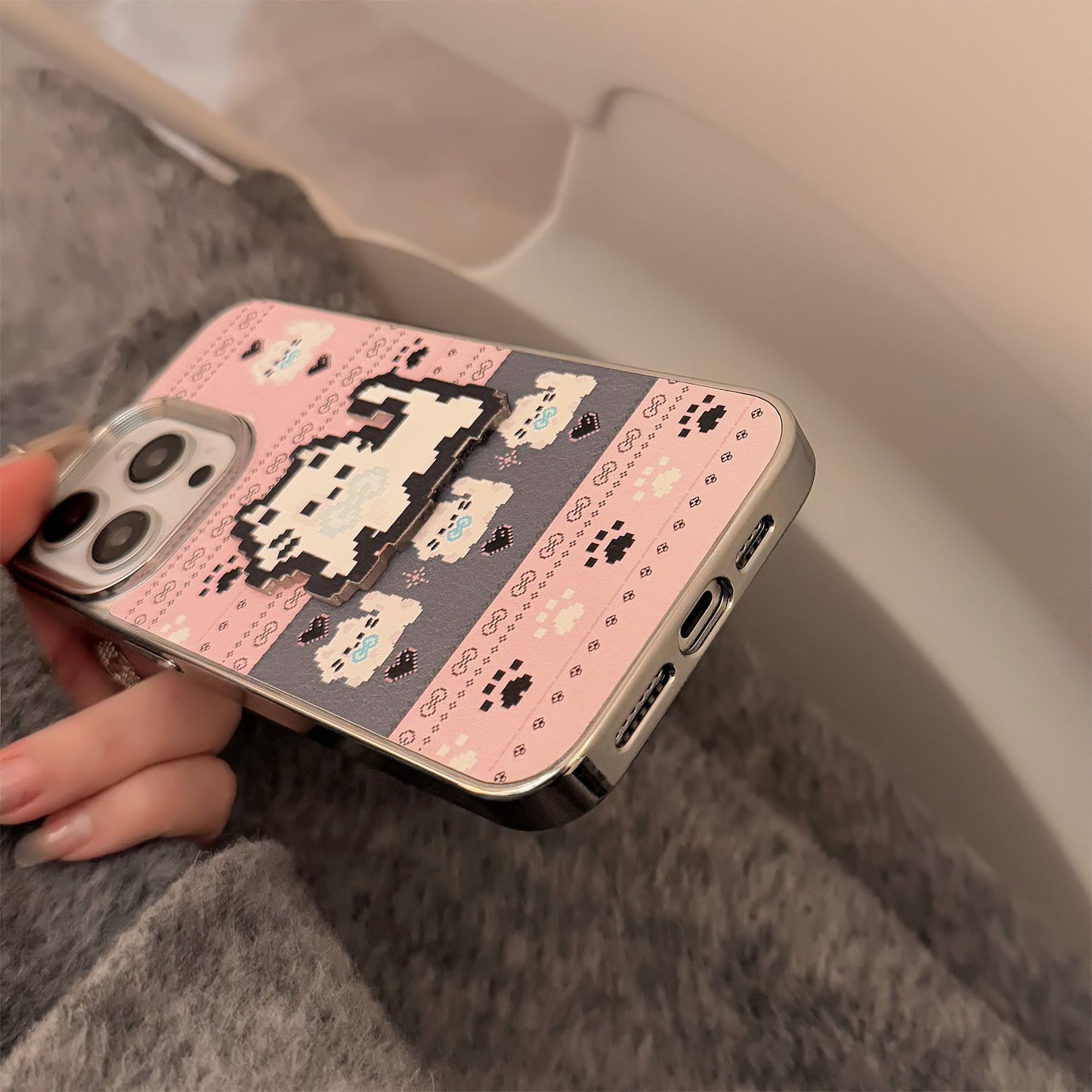 Cute sketch cat and puppy iPhone case