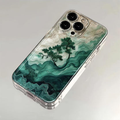 Mist-Shrouded Green Pines iPhone Case