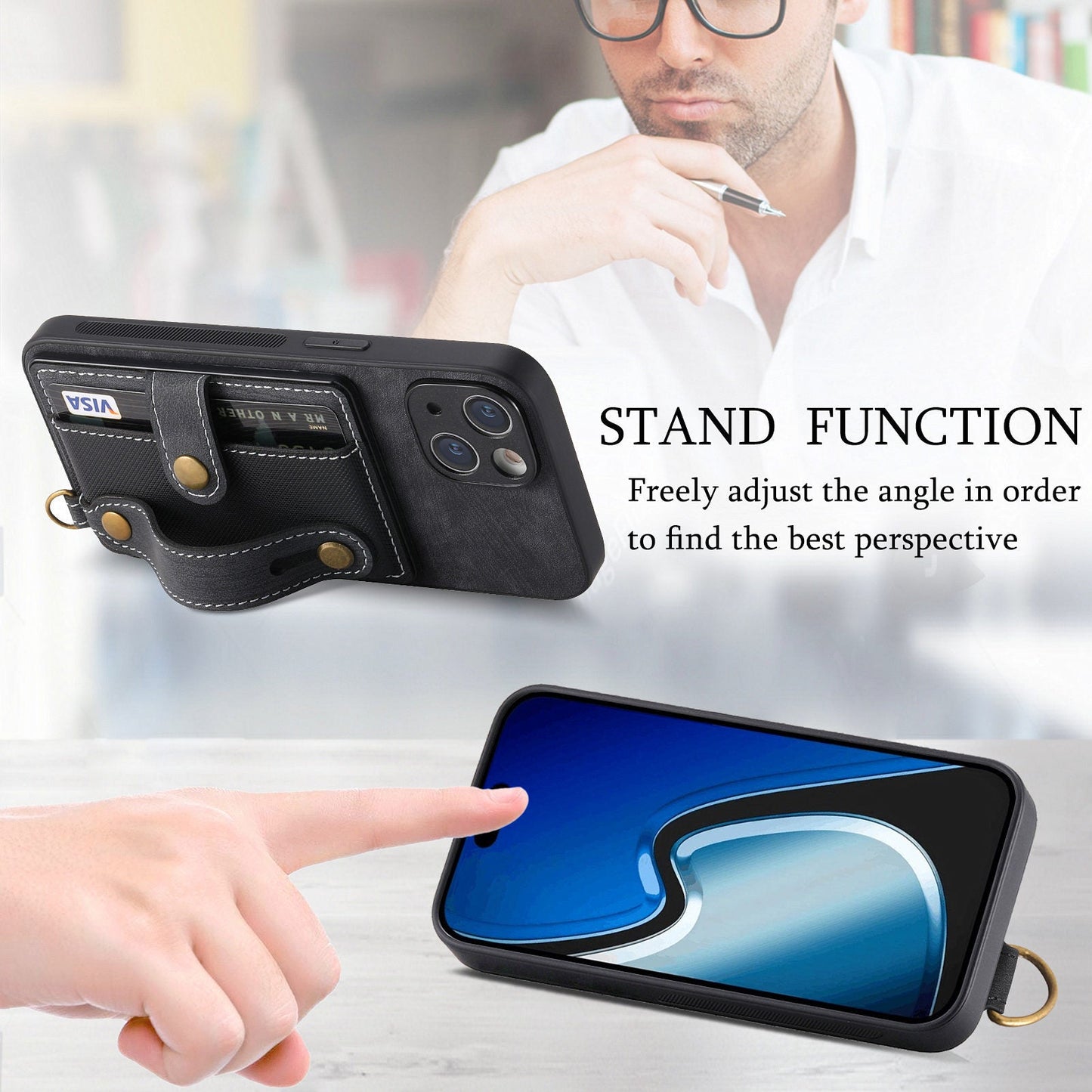 Sarung Kulit Slot Lanyard Gelang Tangan Sarung Telefon Apple 