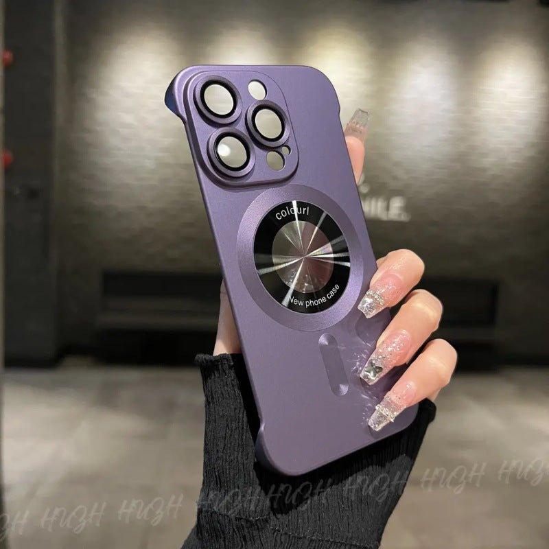 Cat logam tanpa bingkai tanda kebocoran magnetik sarung telefon bimbit Apple 