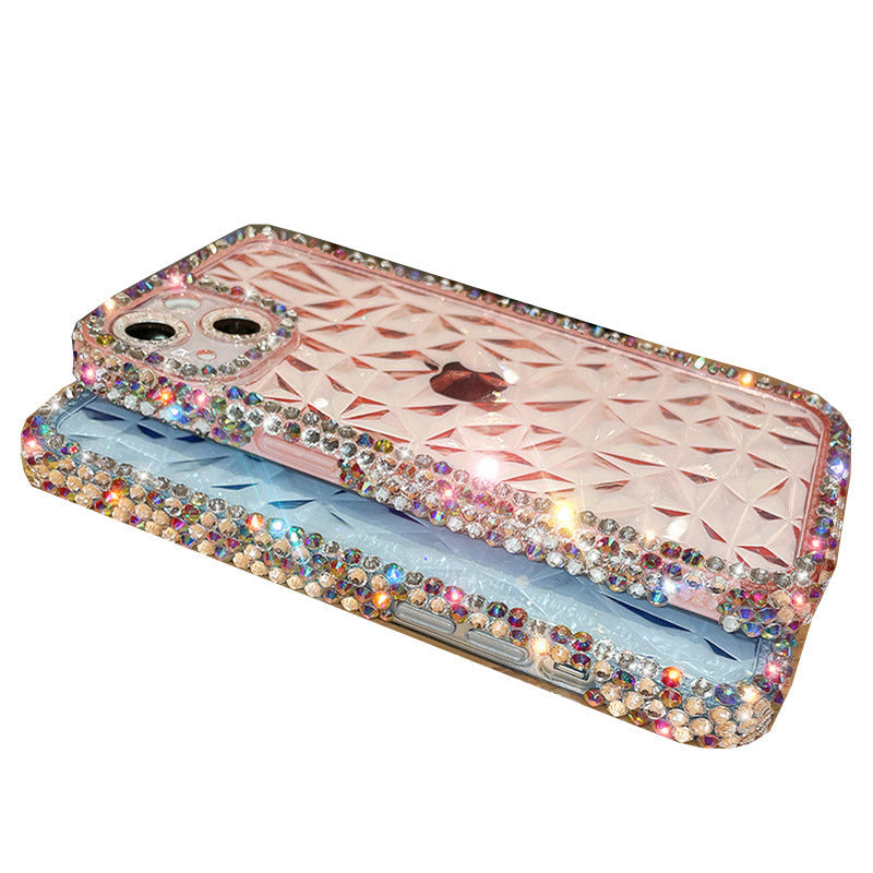 Diamond pattern transparent silicone iPhone case