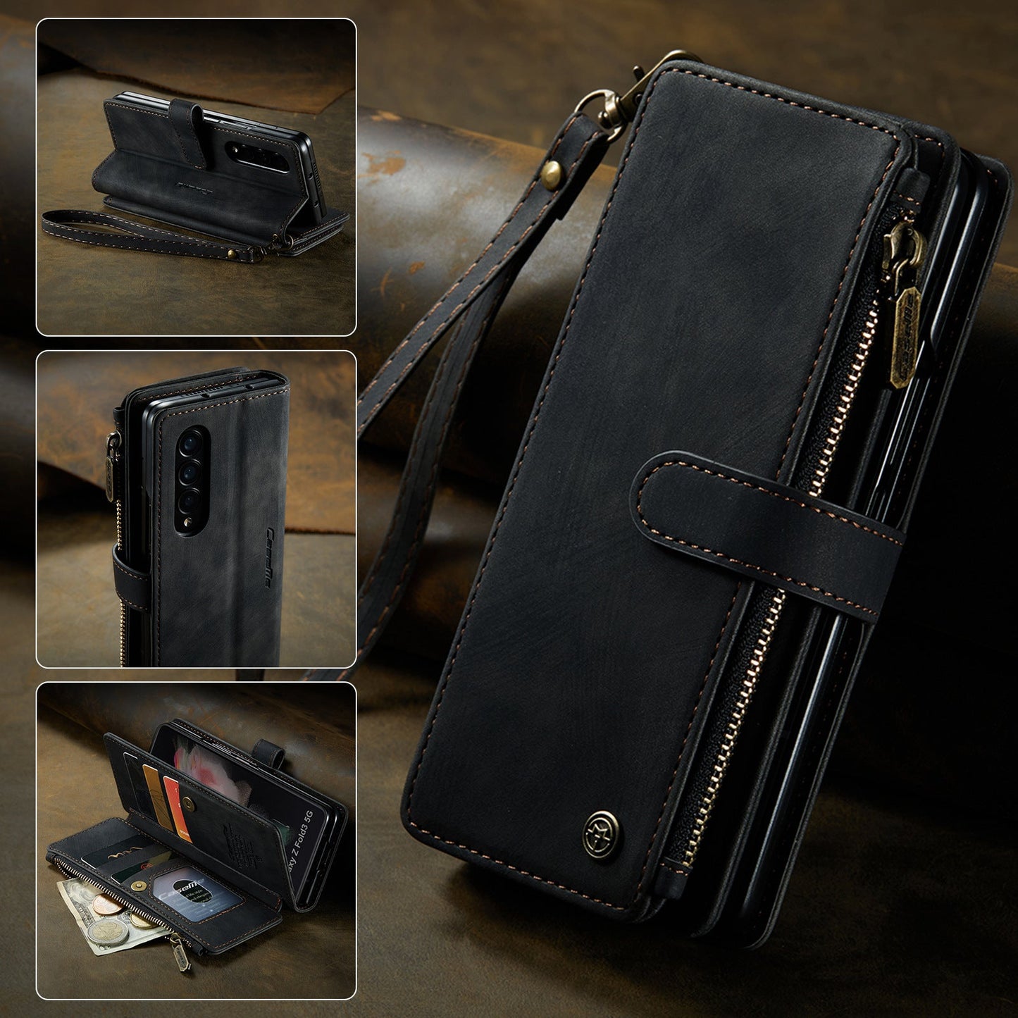 Luxury Collection 3-in-1 Multifunctional Wallet Style Samsung Mobile Phone Leather Case