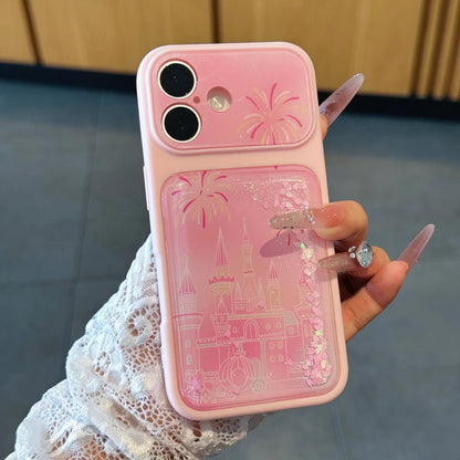 Pink quicksand fireworks castle Apple phone case