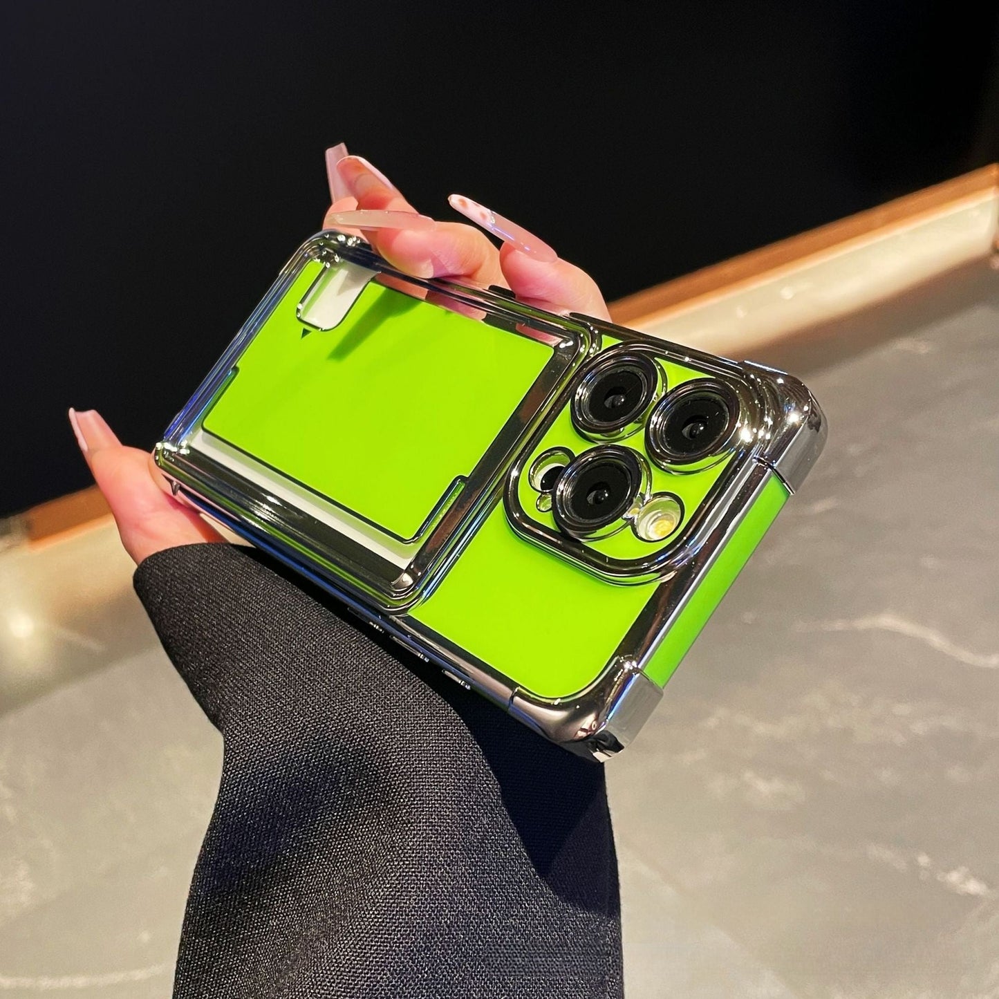 Pemegang kad kreatif penyaduran elektrik sarung telefon Apple 