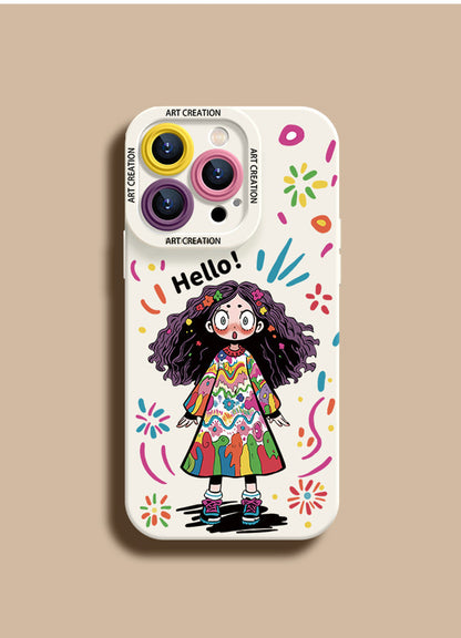 Creative Graffiti Cute Girl Phone Case for iPhone