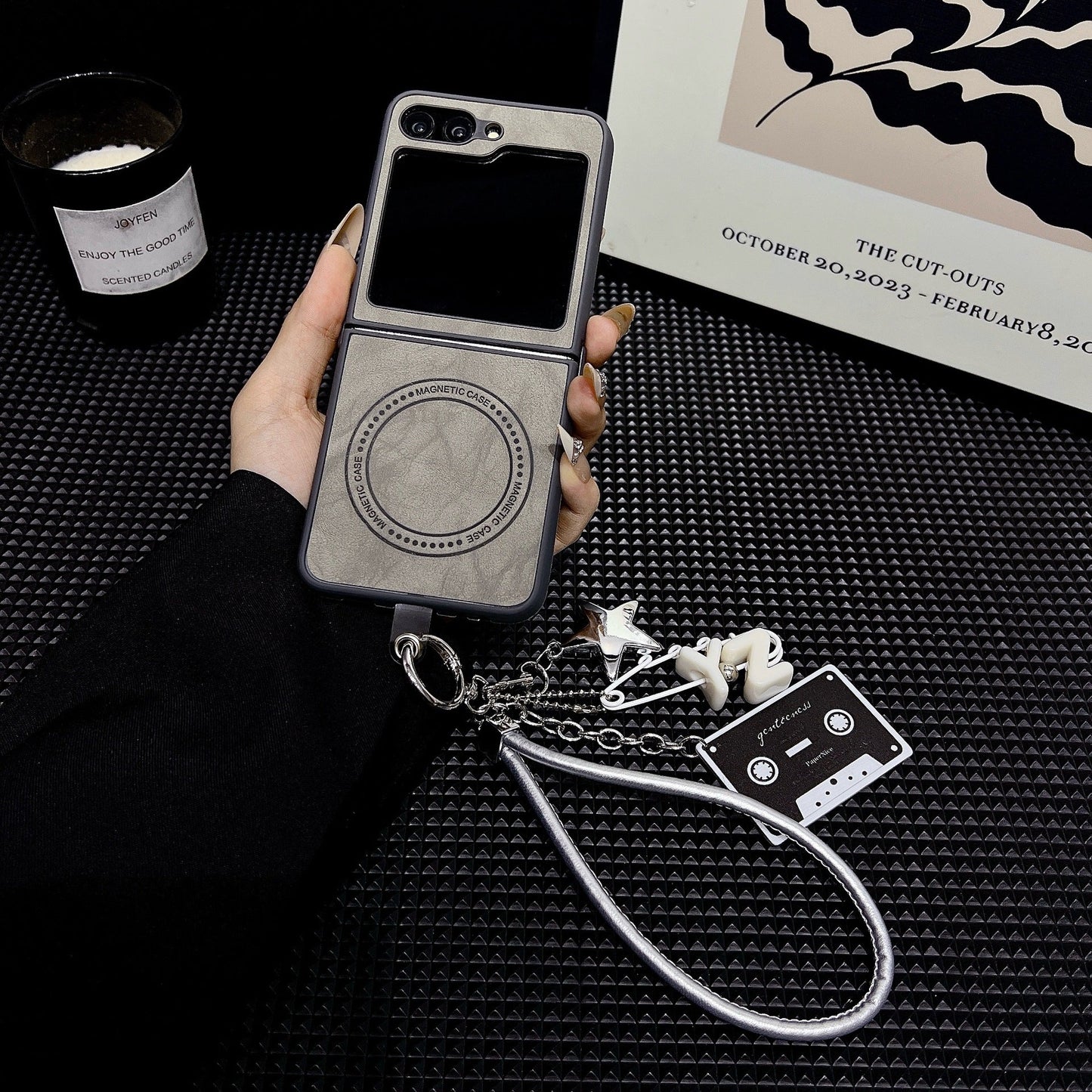 Sheep leather magnetic lanyard Z Flip phone case