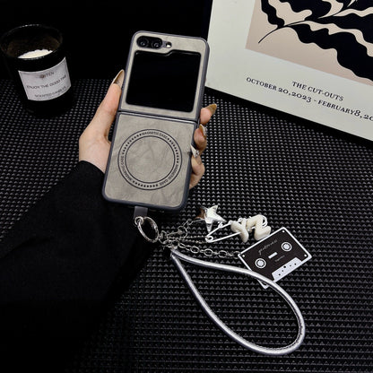 Sheep leather magnetic lanyard Z Flip phone case