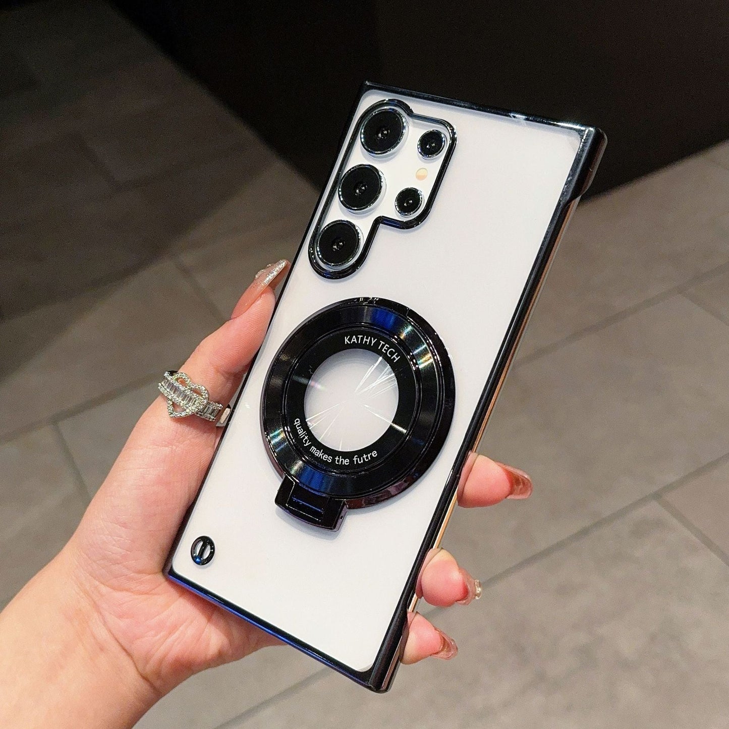 Casing ponsel Samsung tanpa bates magnetik elektroplating transparan