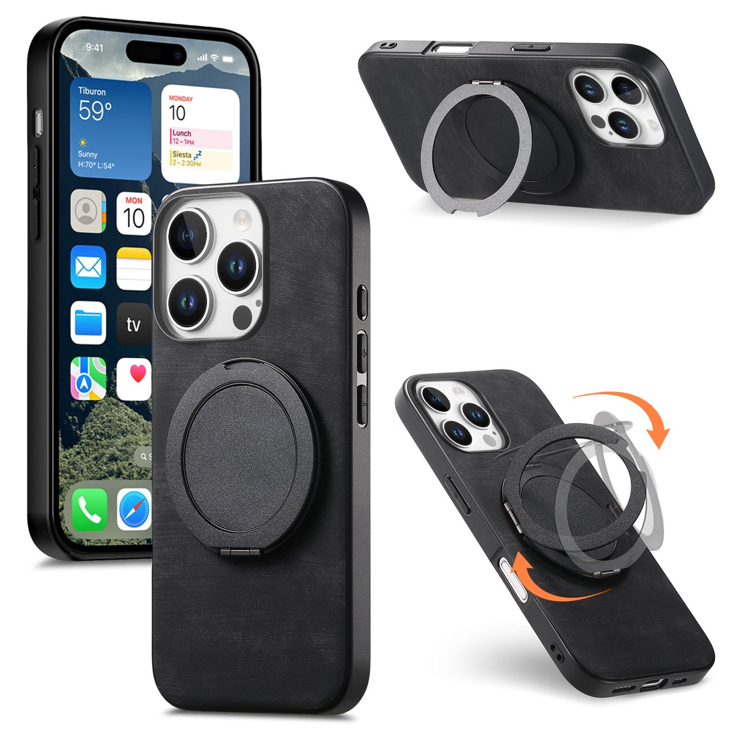 Round rotating magnetic ring iPhone case