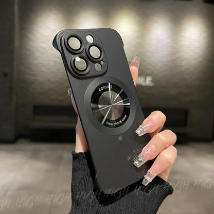 Cat logam tanpa bingkai tanda kebocoran magnetik sarung telefon bimbit Apple 