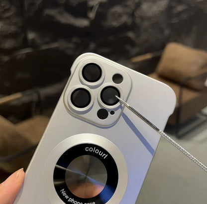 Cat logam tanpa bingkai tanda kebocoran magnetik sarung telefon bimbit Apple 