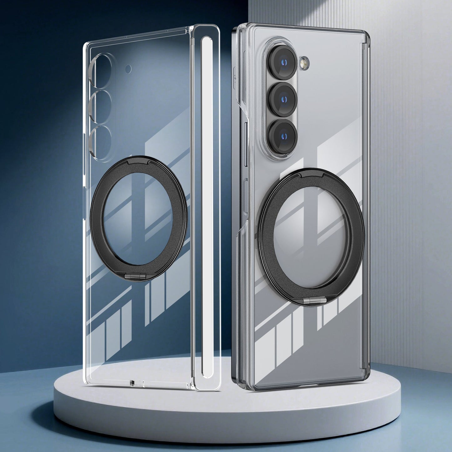 Transparent magnetic rotating ring Samsung Z Fold phone case