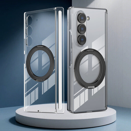 Transparent magnetic rotating ring Samsung Z Fold phone case