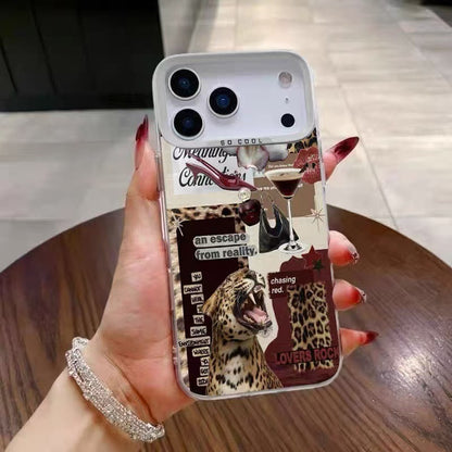 Leopard print red wine Apple phone case