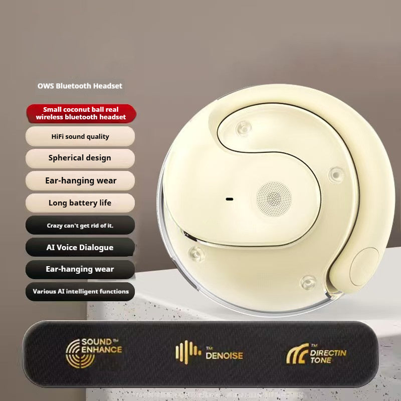 Small coconut ball translation bluetooth headset wireless ear hanging type