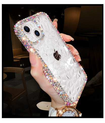Diamond pattern transparent silicone iPhone case