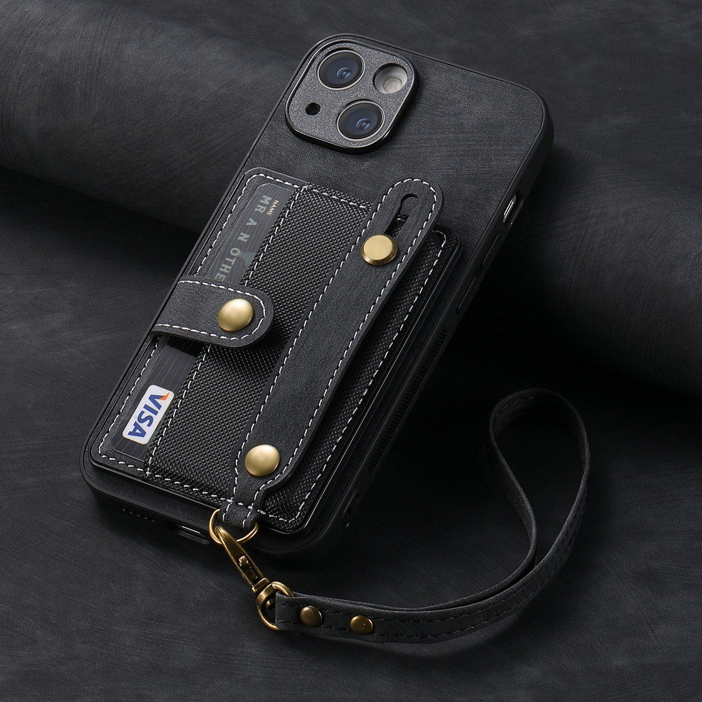 Sarung Kulit Slot Lanyard Gelang Tangan Sarung Telefon Apple 