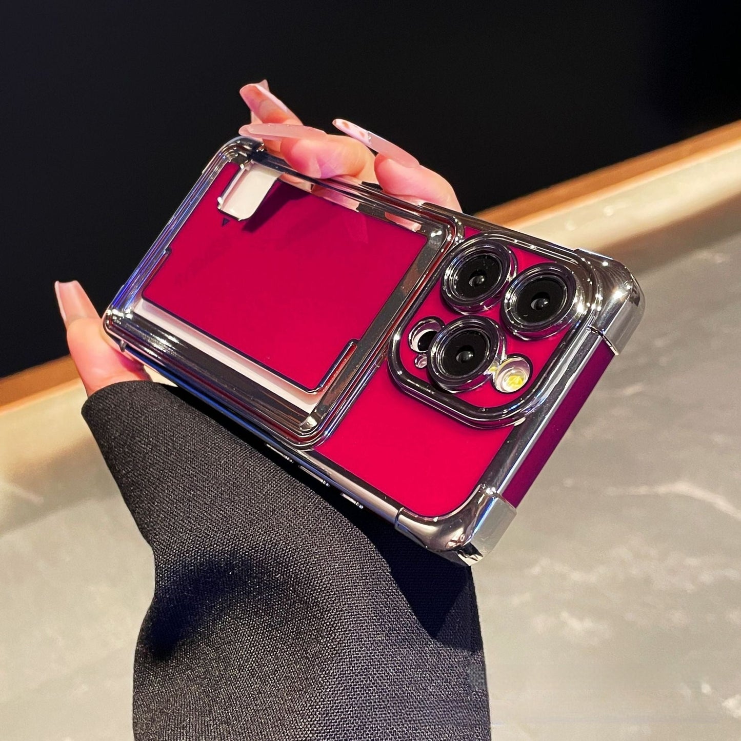 Pemegang kad kreatif penyaduran elektrik sarung telefon Apple 