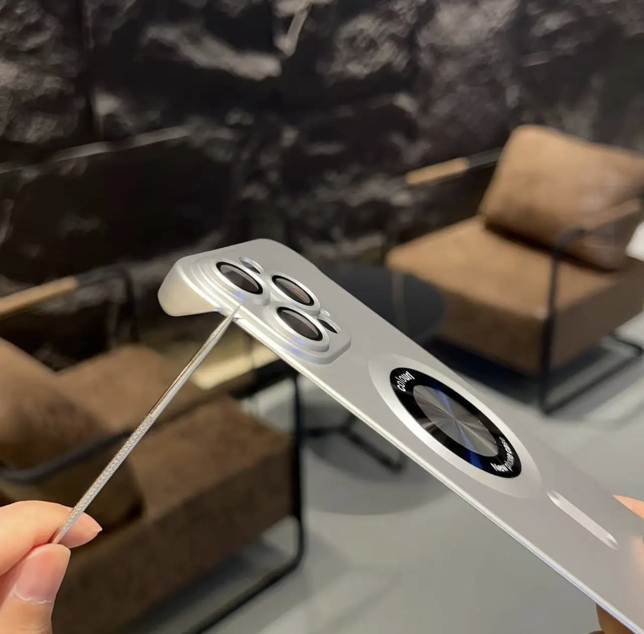 Cat logam tanpa bingkai tanda kebocoran magnetik sarung telefon bimbit Apple 