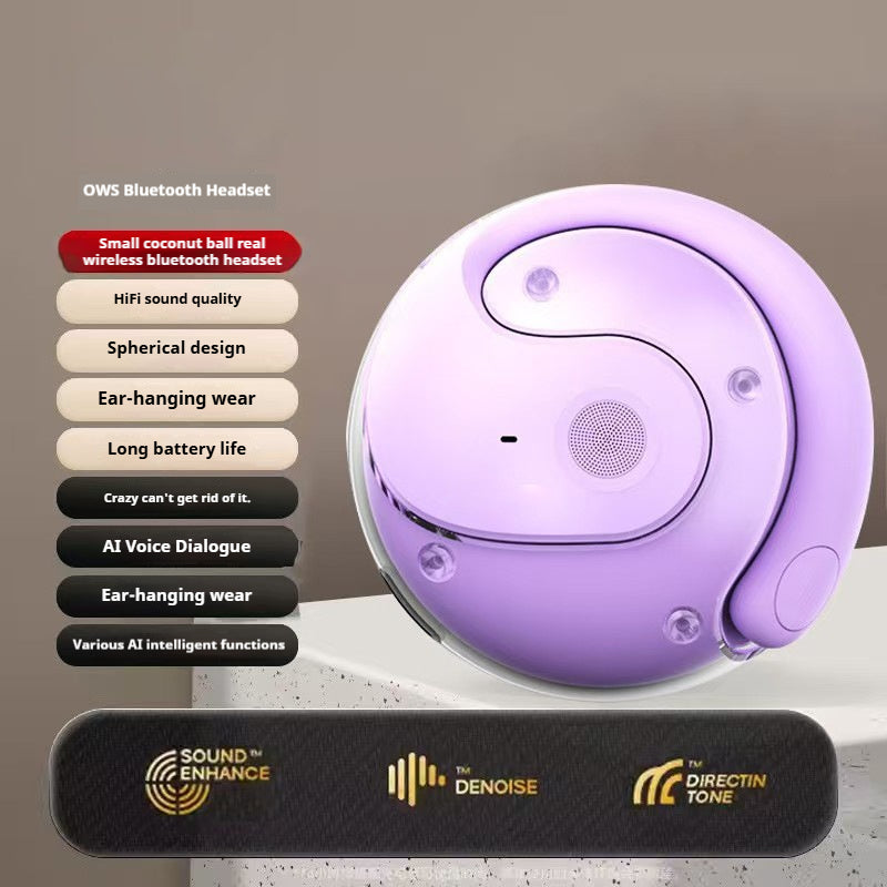 Small coconut ball translation bluetooth headset wireless ear hanging type