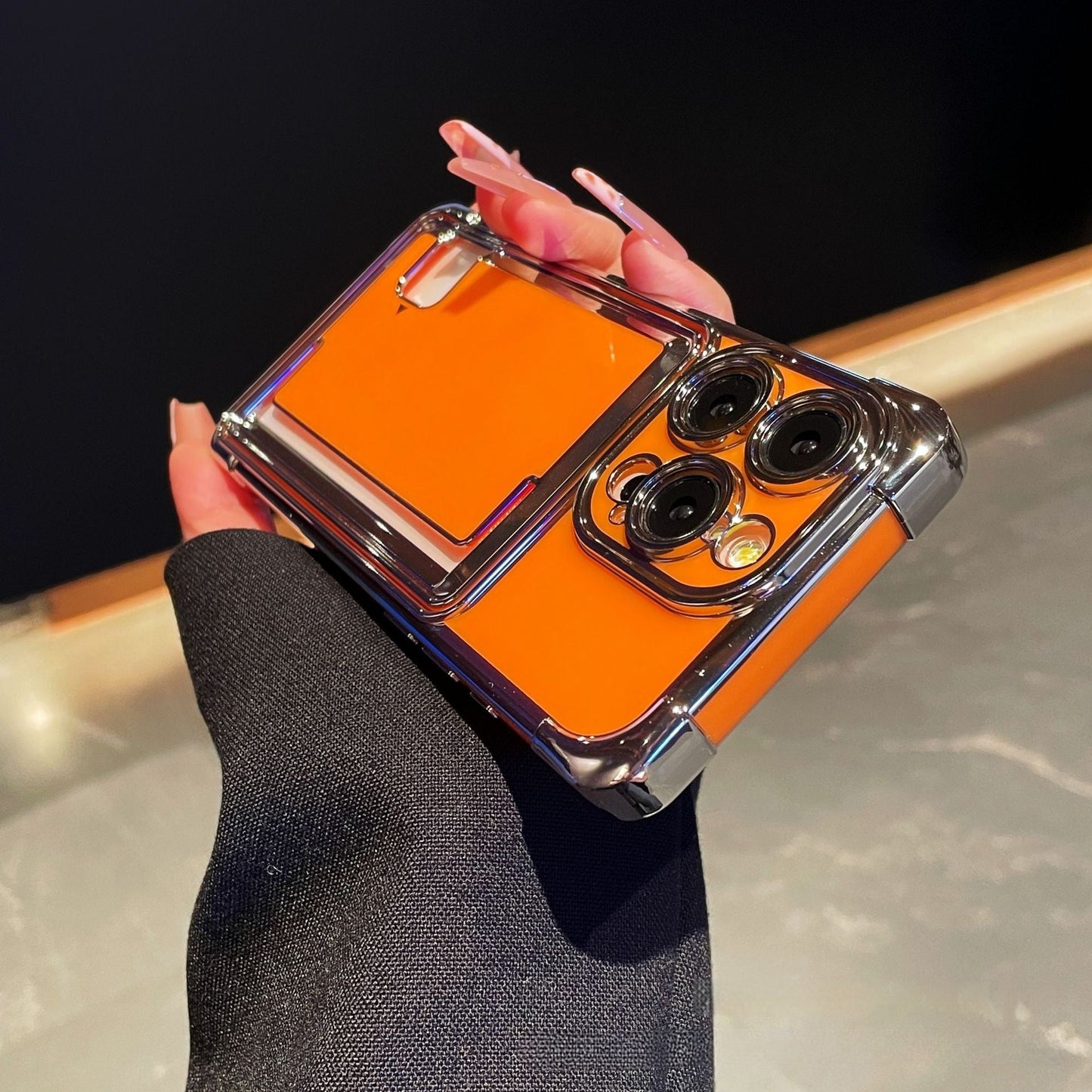 Pemegang kad kreatif penyaduran elektrik sarung telefon Apple 