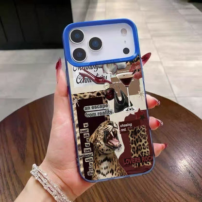Leopard print red wine Apple phone case