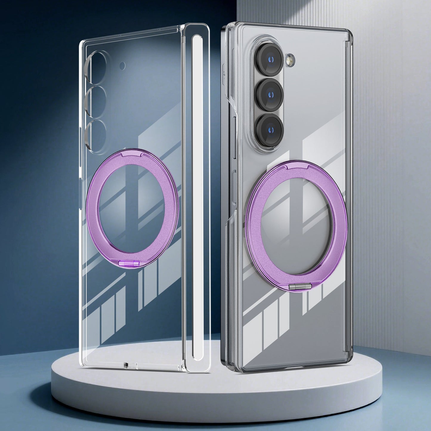 Transparent magnetic rotating ring Samsung Z Fold phone case