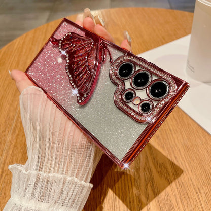 Rak bergemerlapan mewah rama-rama berlian buatan tiga dimensi sarung telefon bimbit Samsung 