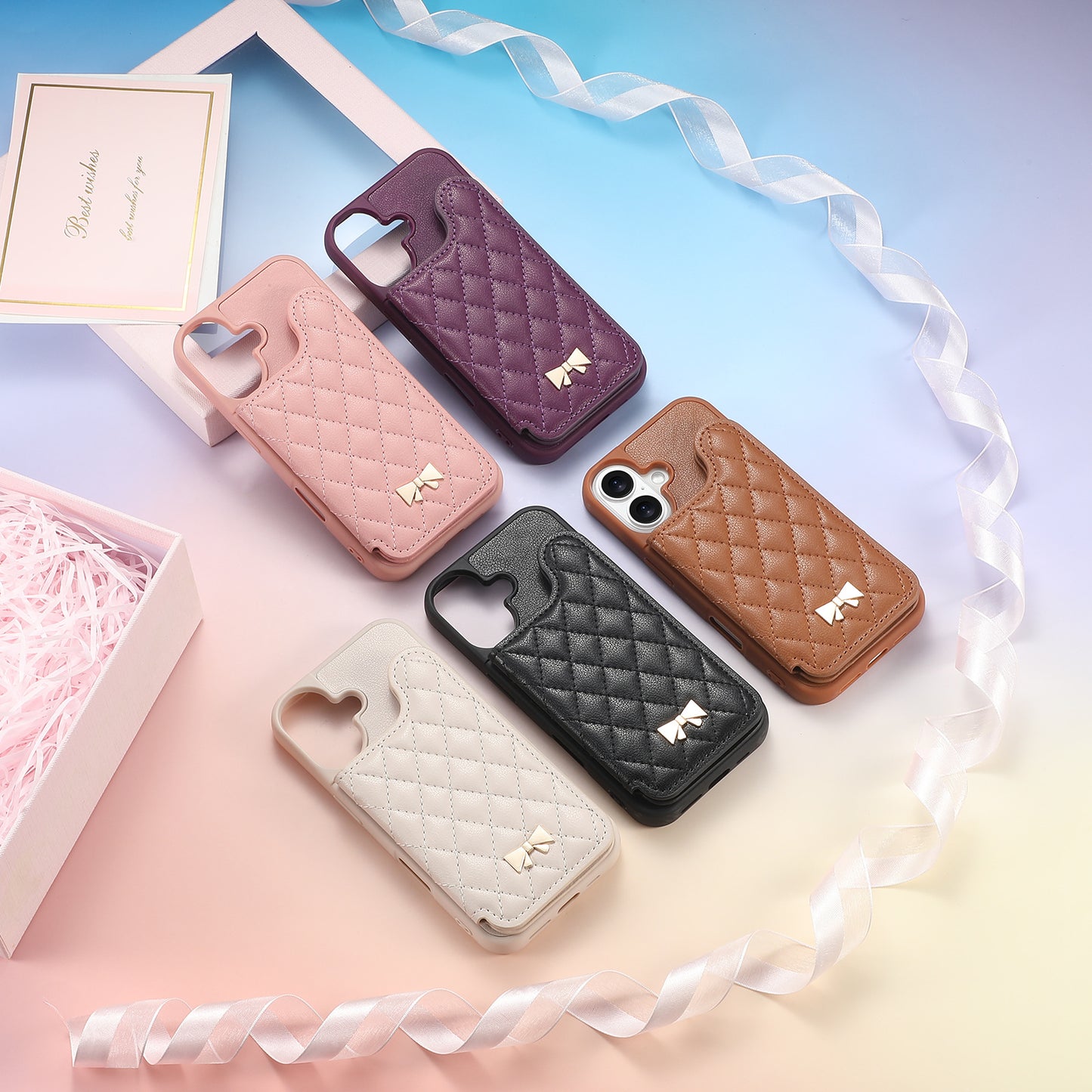 Luxury Flip Wallet with Mirrored Apple Phone Case