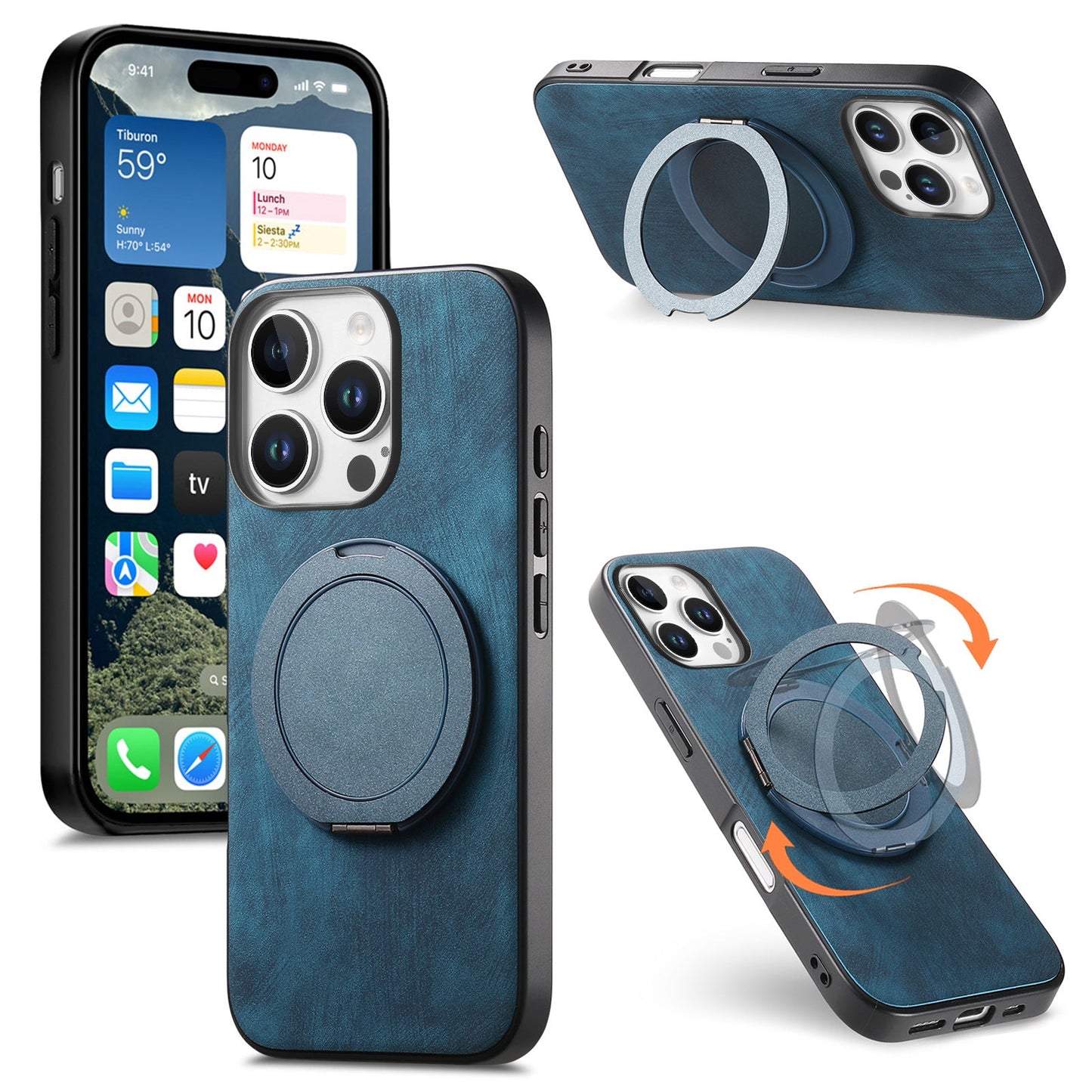Round rotating magnetic ring iPhone case