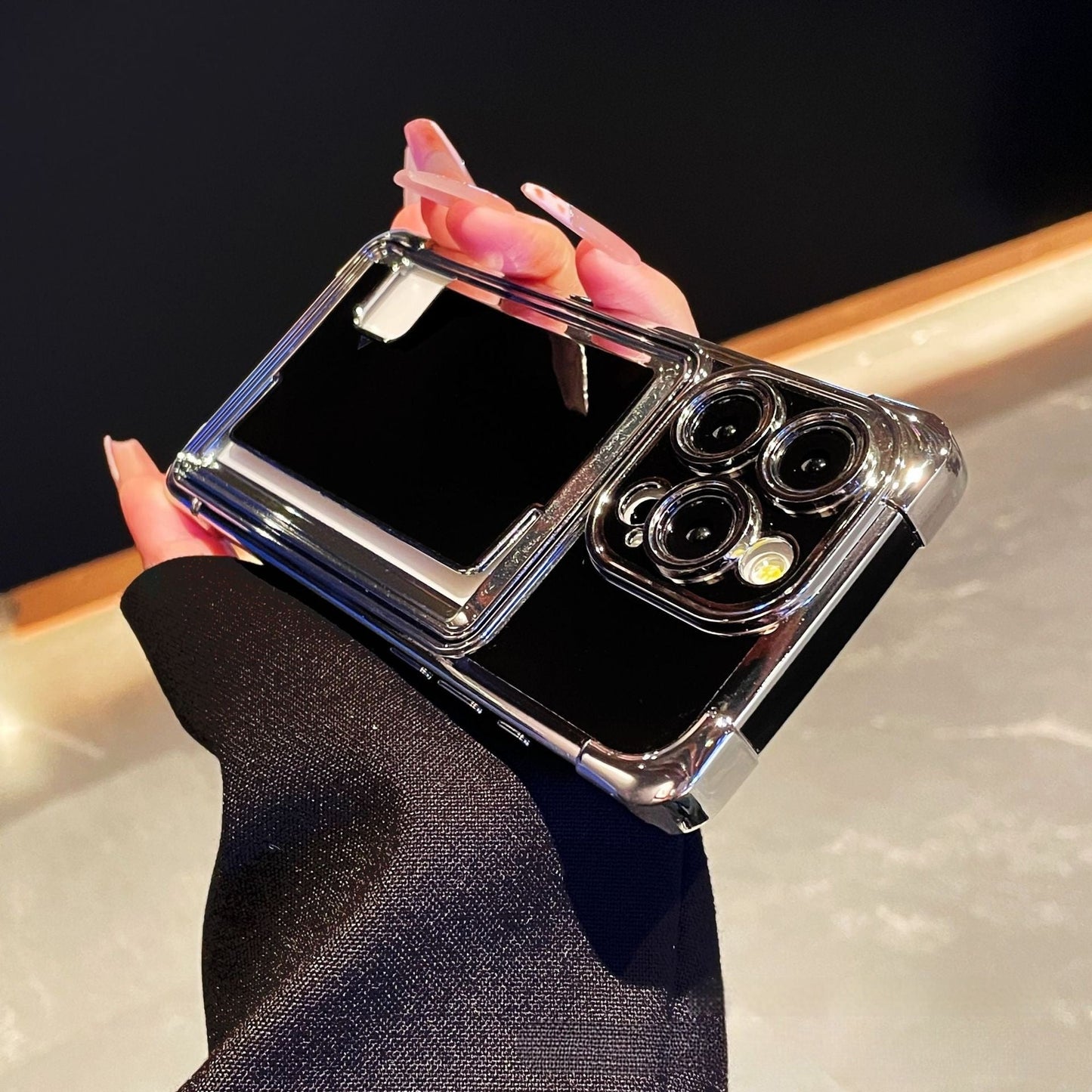 Pemegang kad kreatif penyaduran elektrik sarung telefon Apple 