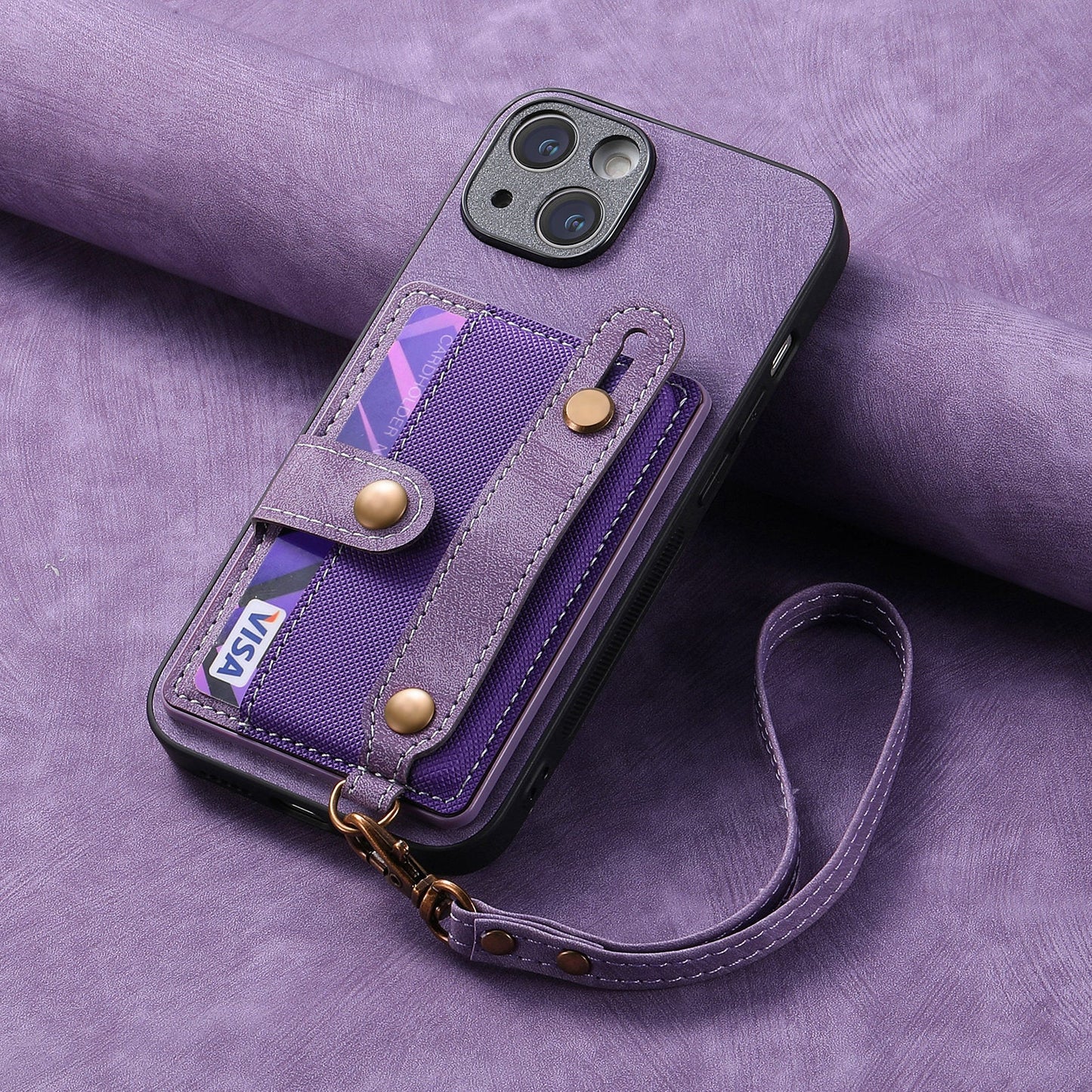 Sarung Kulit Slot Lanyard Gelang Tangan Sarung Telefon Apple 