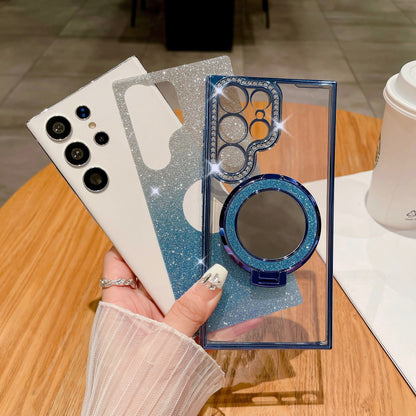 Glitter mirror electroplated rhinestone magnetic Samsung mobile phone case