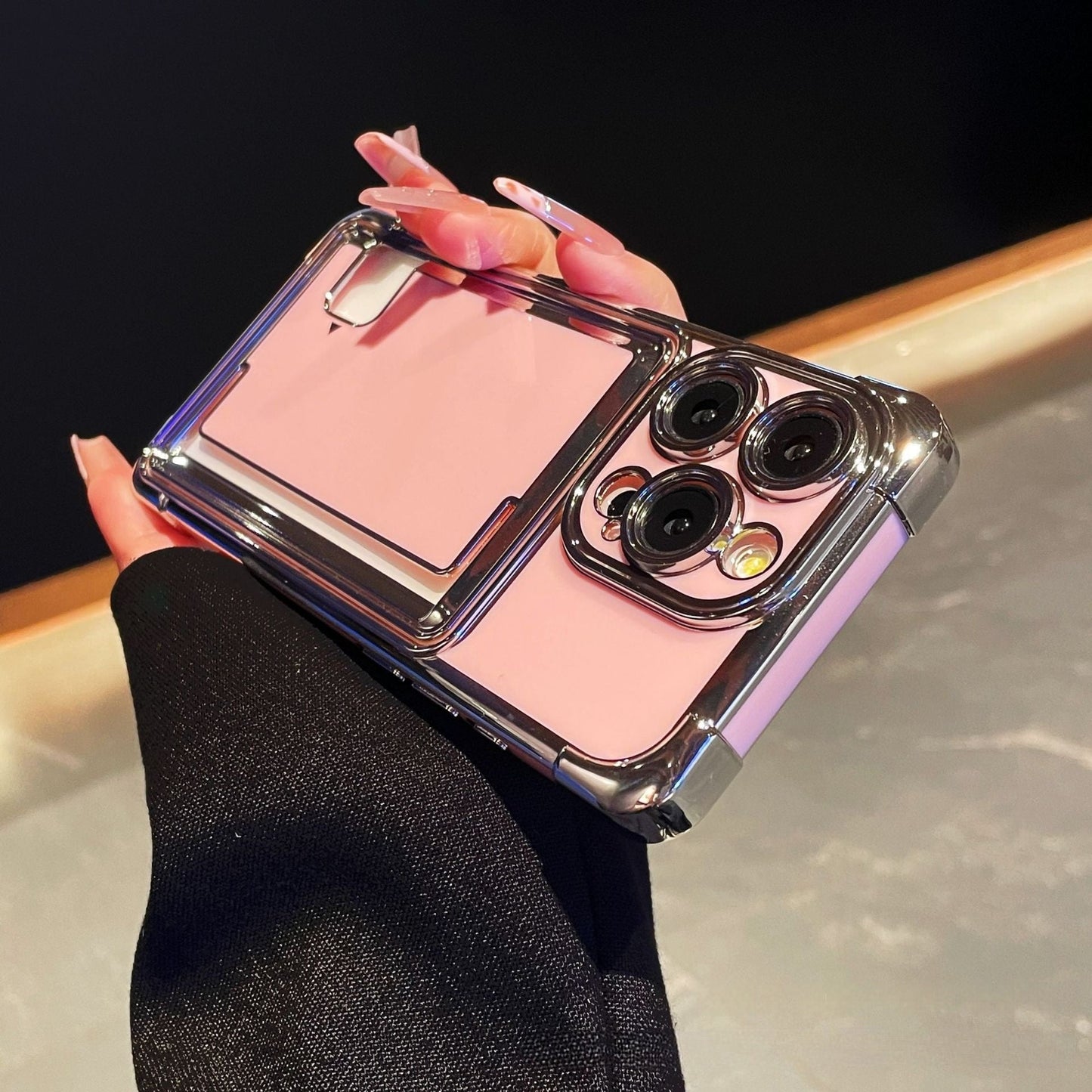 Pemegang kad kreatif penyaduran elektrik sarung telefon Apple 