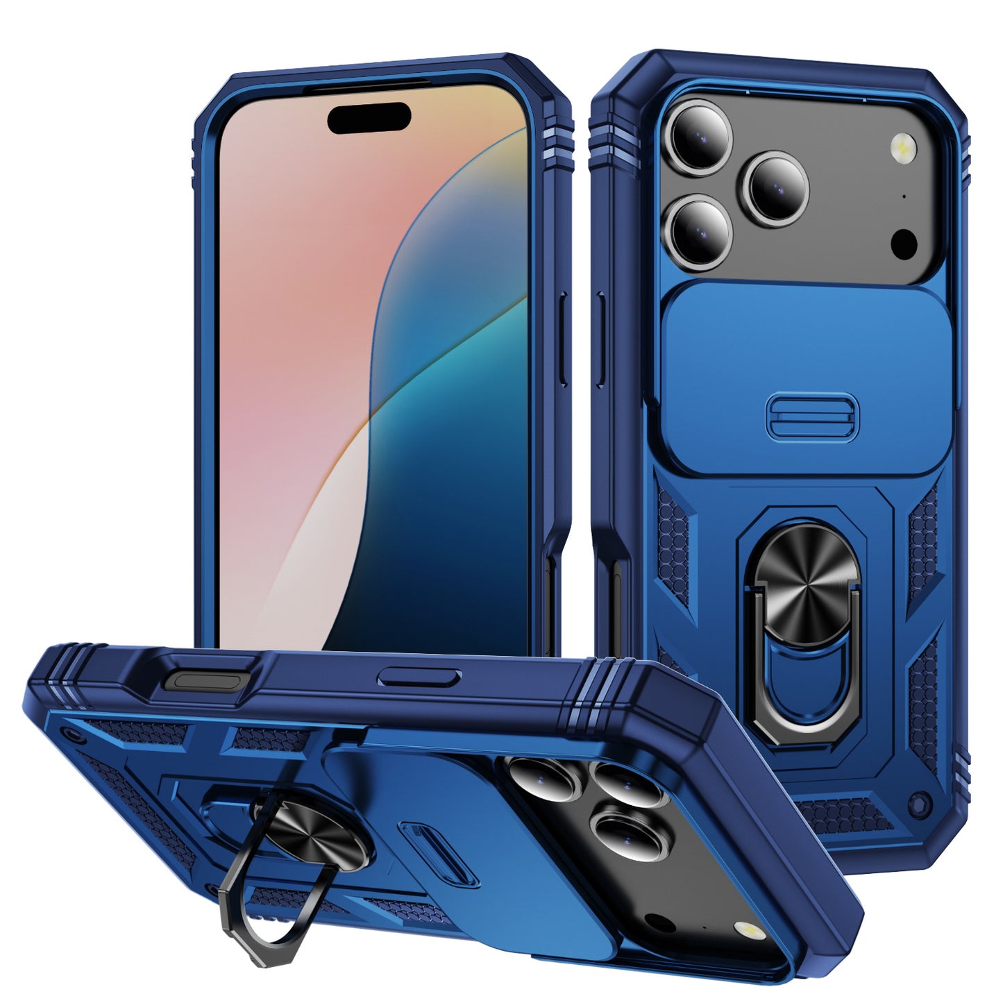 Window-opening 3-in-1 magnetic ring case for Apple phones
