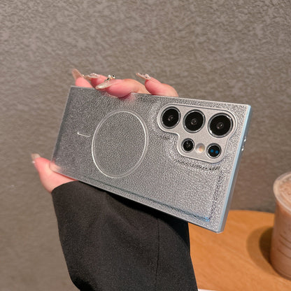 Fashionable plain leather magnetic Samsung phone case