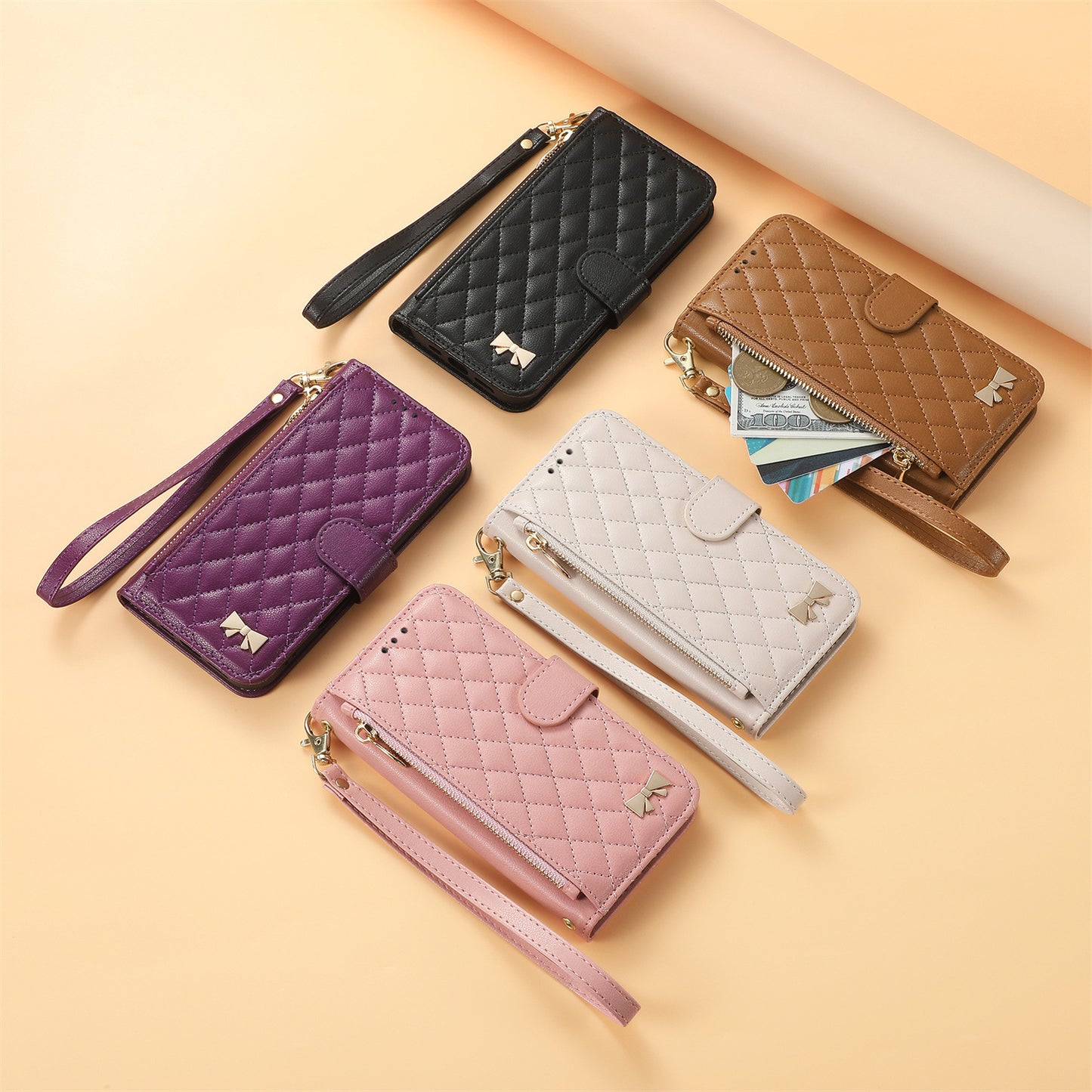 Diamond-shaped zipper Samsung phone case