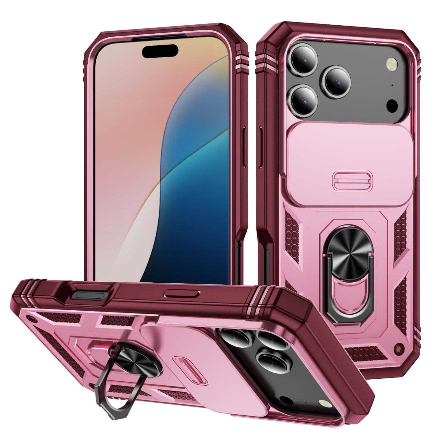 Window-opening 3-in-1 magnetic ring case for Apple phones