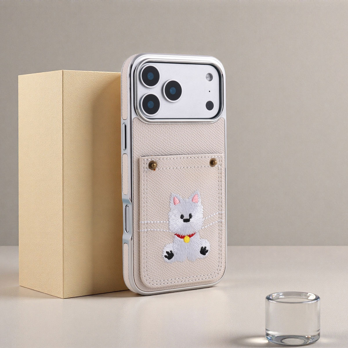Full-coverage dog embroidered Apple phone case