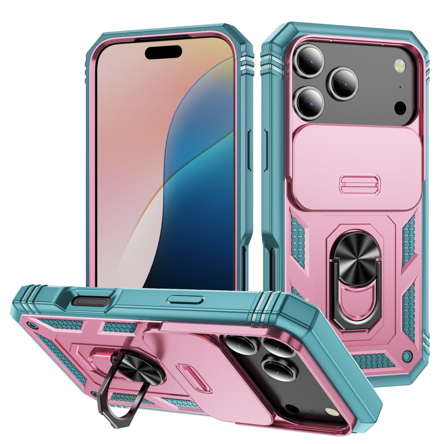 Window-opening 3-in-1 magnetic ring case for Apple phones