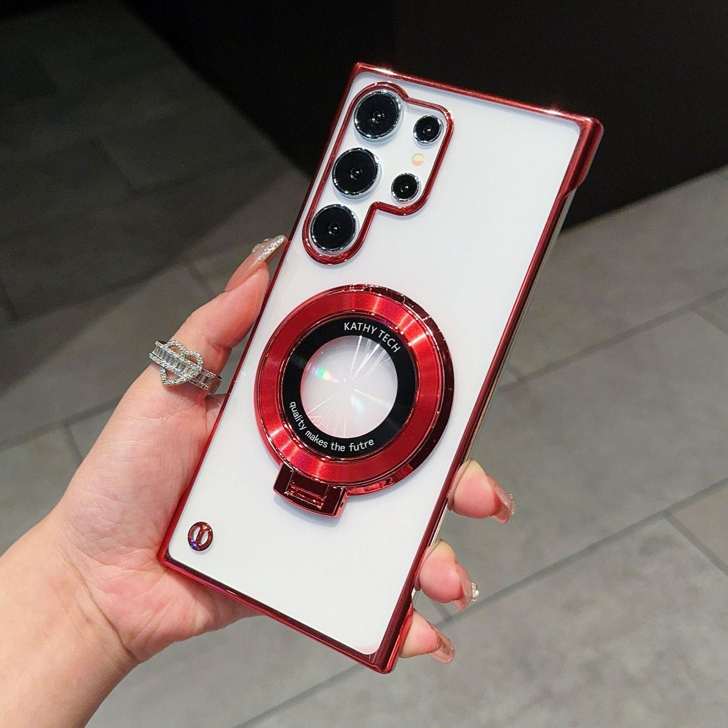 Casing ponsel Samsung tanpa bates magnetik elektroplating transparan