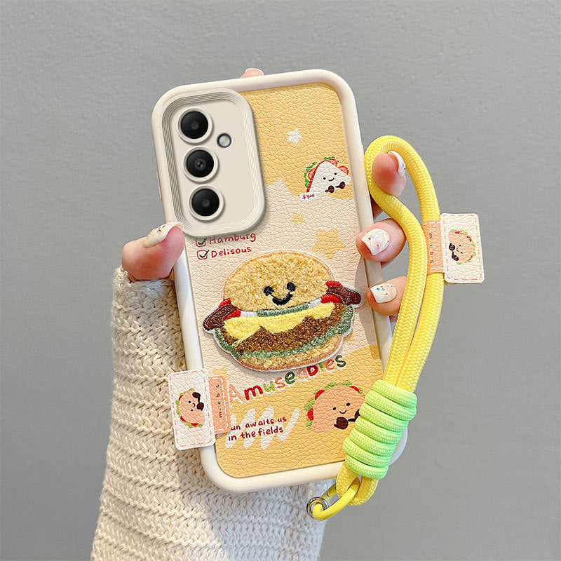 Leather Embroidery Cartoon Samsung Phone Case