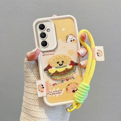 Leather Embroidery Cartoon Samsung Phone Case